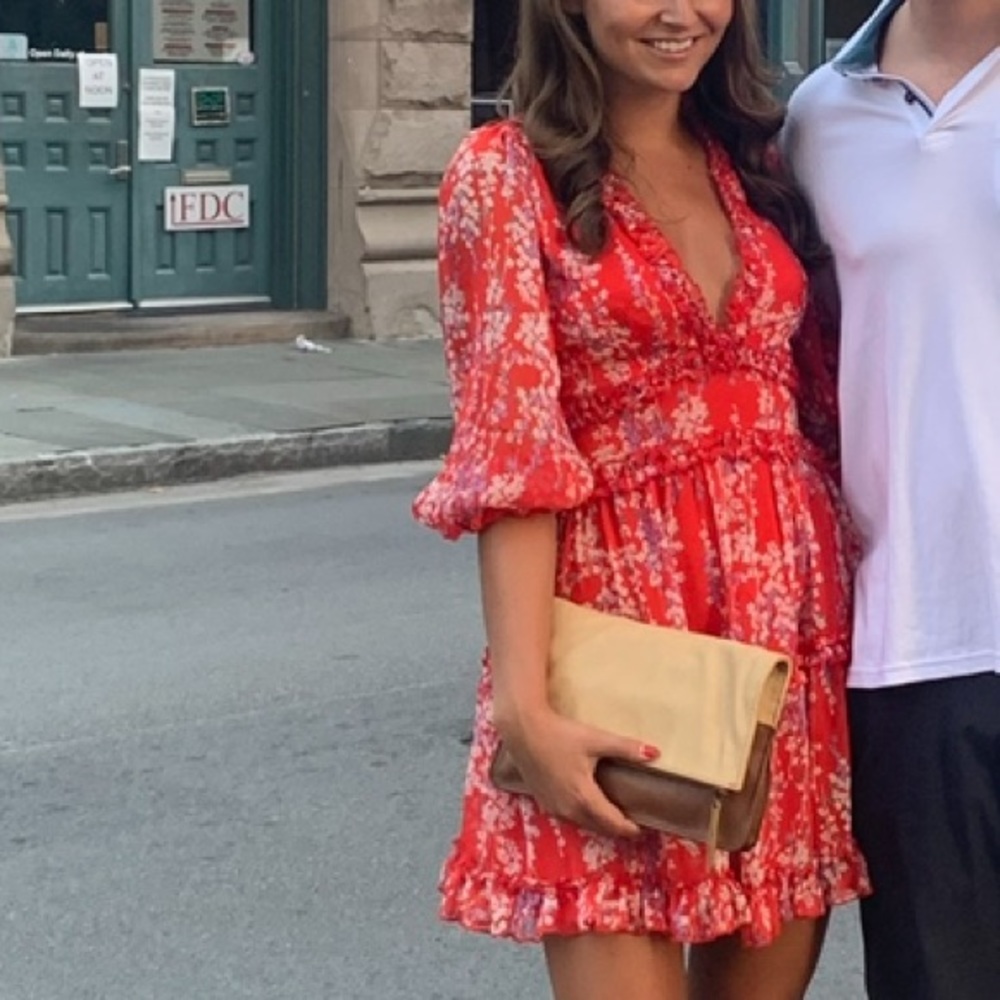 Red floral dress